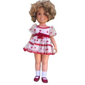 Vtg 1972 Shirley Temple Doll Ideal 2M-5531 Original Red Polka Dotted Dress 16”